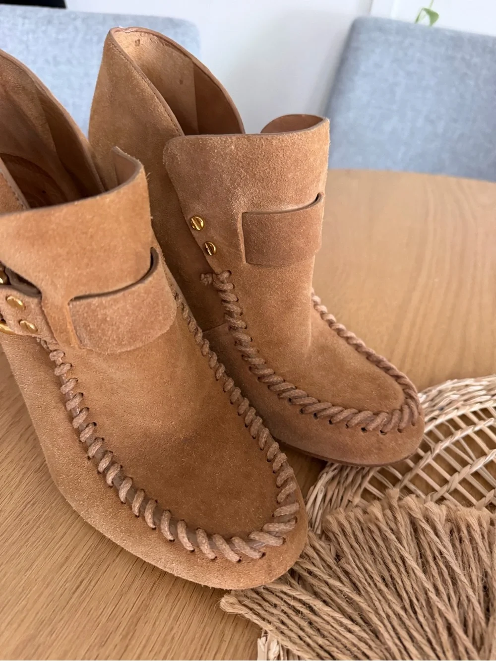Tory Burch Belen Booties Womens 10.5 Brown Suede Ankle Stiletto Heels